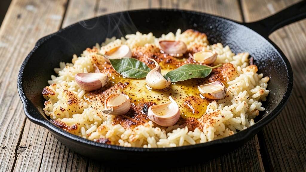 Cast Iron Rice Recipe: Smoky Charred Bites with Crispy Edges