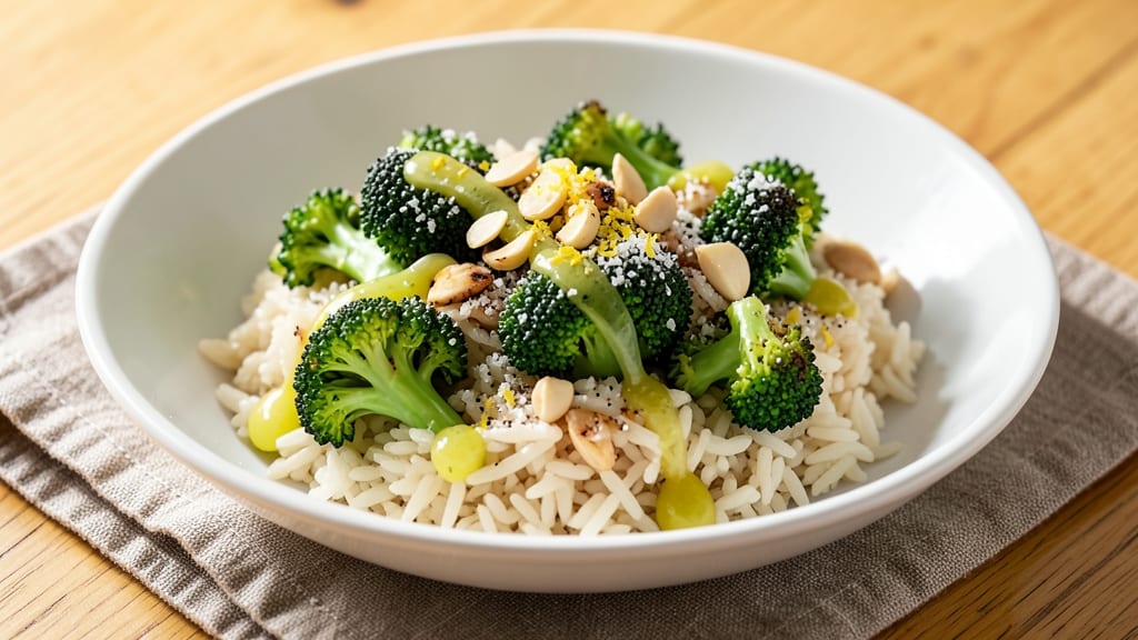 Broccoli Rice Recipe Vegan: Crispy-Topped Garlic-Lime Power Bowl