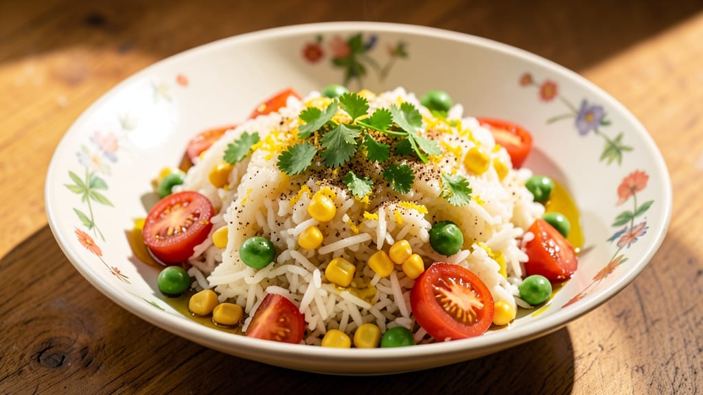 Bolivian Rice Recipe: Cilantro-Lime Zest with Juicy Corn and Peas