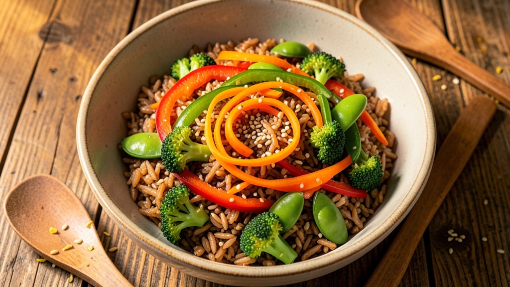 Brown Rice Veggie Bowl Recipe: Wok-Tossed Crunch With Smoky Sesame Zing