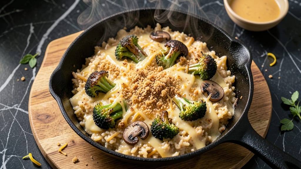 Broccoli Rice Mushroom Casserole Recipe: Crispy Top, Cheesy Clouds, One-Pan Magic