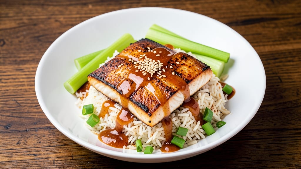 California Fish and Grill Rice Recipe: Crispy Celery Crown Over Savory Shreds