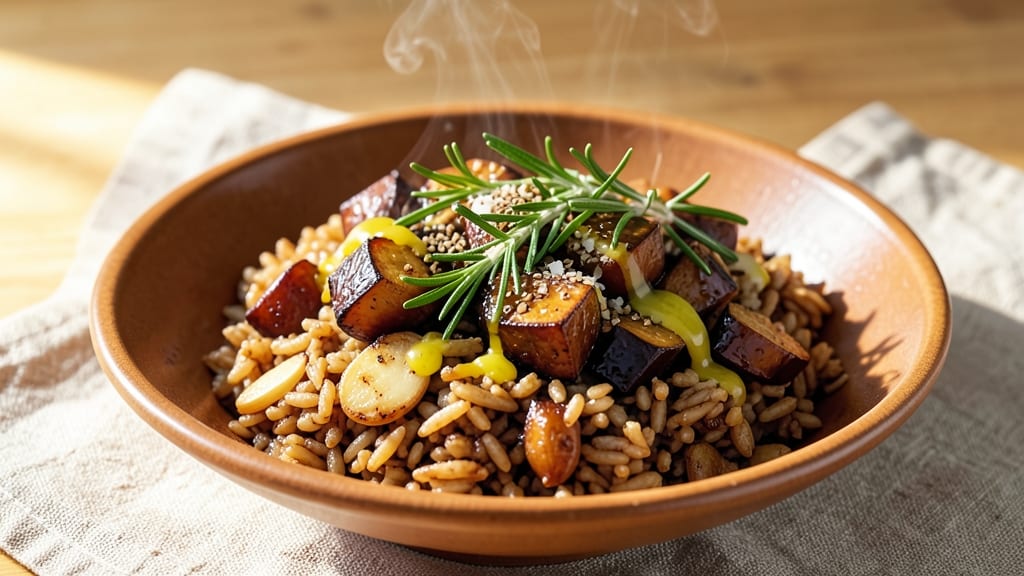 Brown Rice and Eggplant Recipe: Mediterranean Roasted Beauty With Crispy Edges