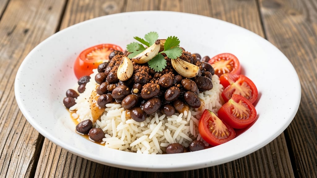 Black Beans, Rice, and Tomatoes Recipe: One-Pan Fiesta With Toasted Garlic Crunch