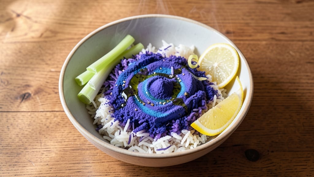 Butterfly Pea Rice Recipe: Vibrant Blue-Purple Grains With Celery Crunch