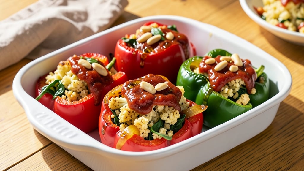Cauliflower Rice Stuffed Peppers Recipe: Crispy-Topped Veggie Packed Bites