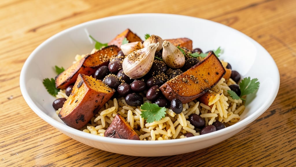 Black Beans, Rice, and Sweet Potato Recipe: Hearty Vegan Bowl With Toasted Cumin Crunch