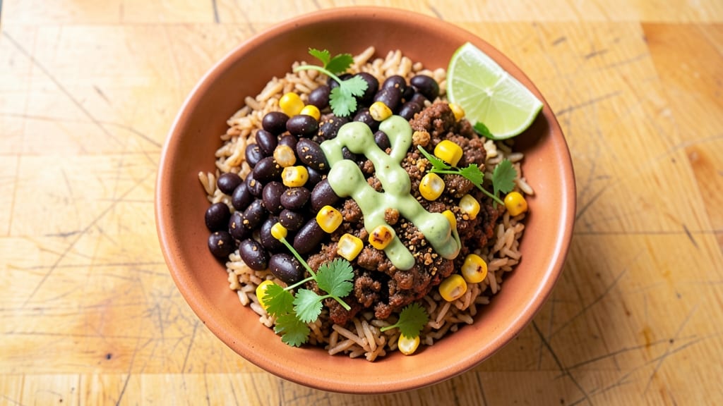 Brown Rice Burrito Bowl Recipe: Toasted Cumin-Spiced Grains with Crunchy Toppings