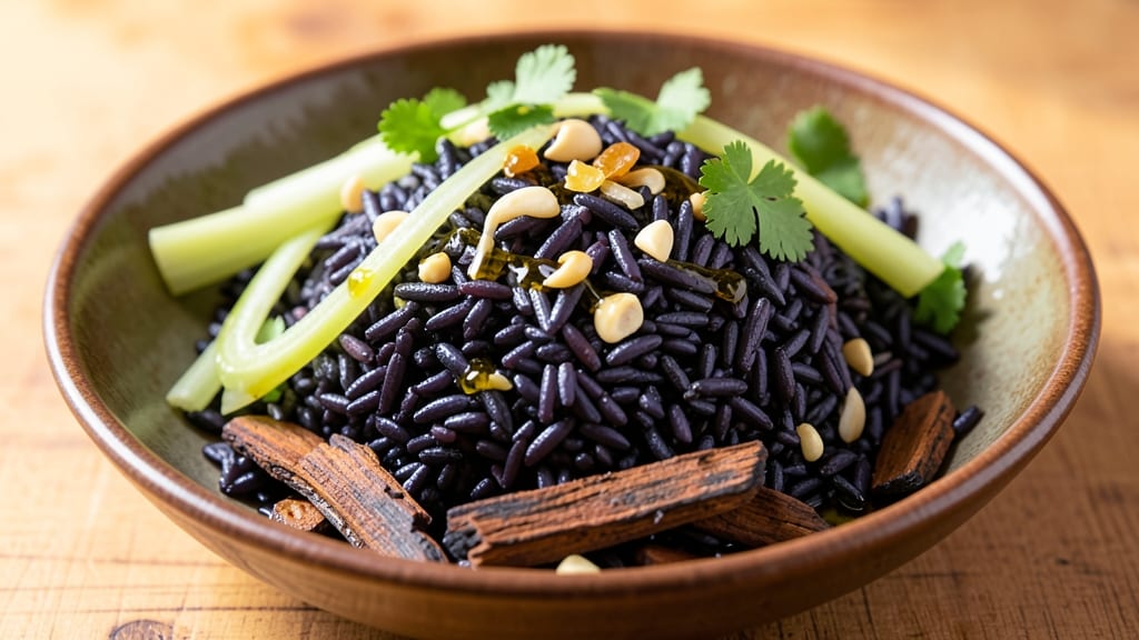 Brazilian Black Rice Recipe: Forbidden Forest Flavor With Crispy Celery Crown