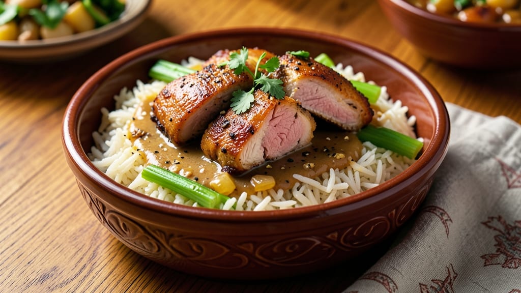Check Rice and Gravy Recipe: Celery-Studded Gravy Over Fluffy Long-Grain Rice