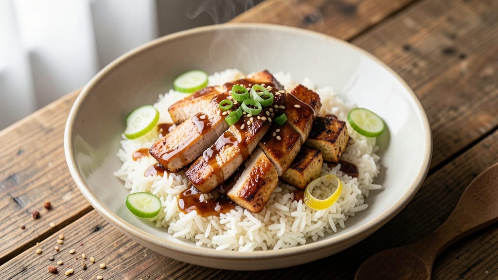California Rice Bowl Recipe: Crispy Celery Crown Over Warm Jasmine Grains