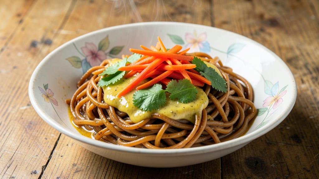 Brown Rice Noodles Recipe Vegetarian: Vibrant Turmeric and Coconut Umami Harmony