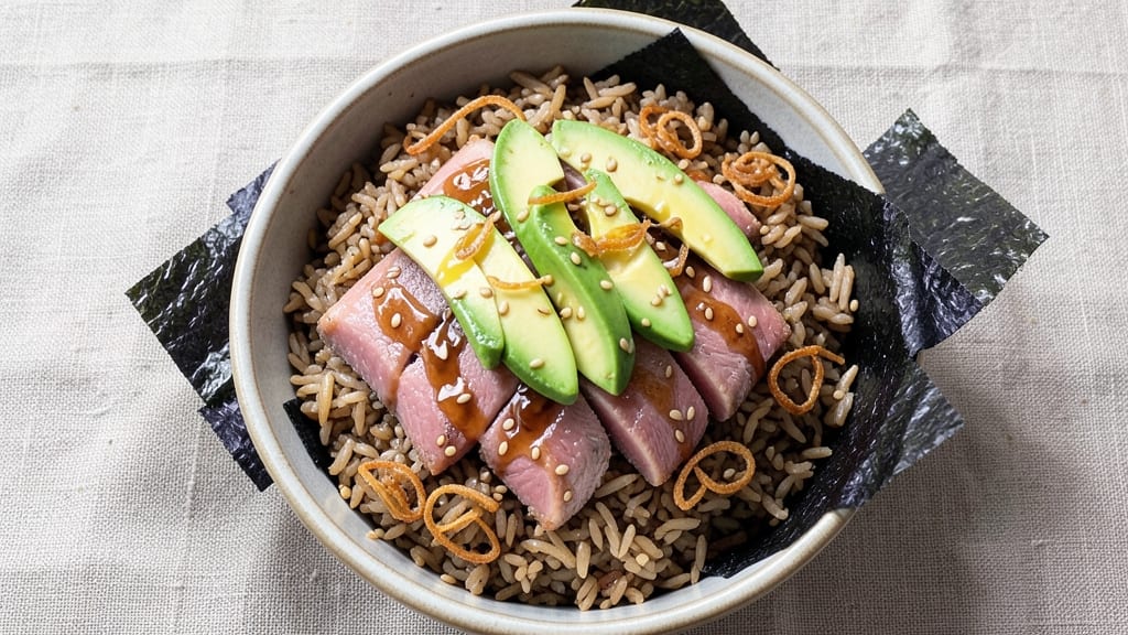Brown Rice Poke Bowl Recipe: Sesame-Glazed Nori Crunch and Citrus-Marinated Protein