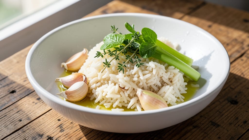Breville Pressure Cooker Rice Recipe: Celery-Crowned Crunch Over Savory Grains