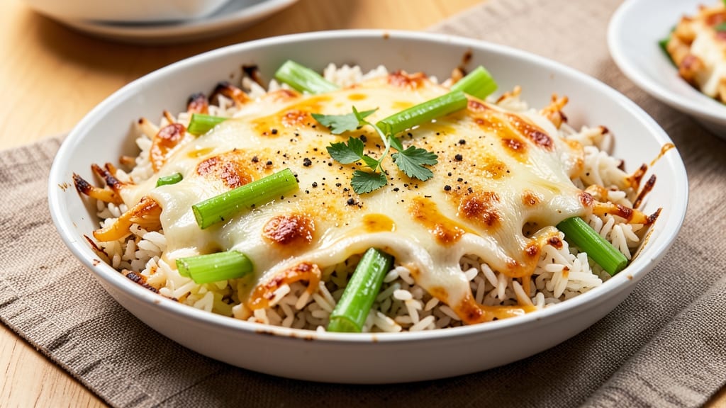Cheesy Rice Recipe Stove Top: Crispy Celery Crown Over Melty Cheese Magic