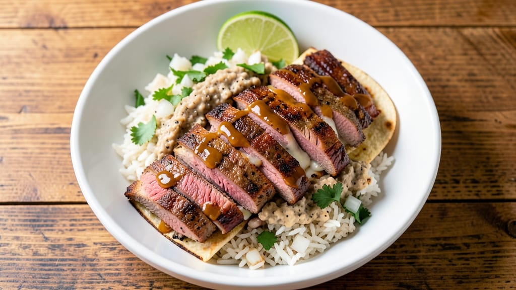 Carne Asada Burritos With Rice and Beans Recipe: Charred Steak and Cilantro-Lime Burrito Bliss