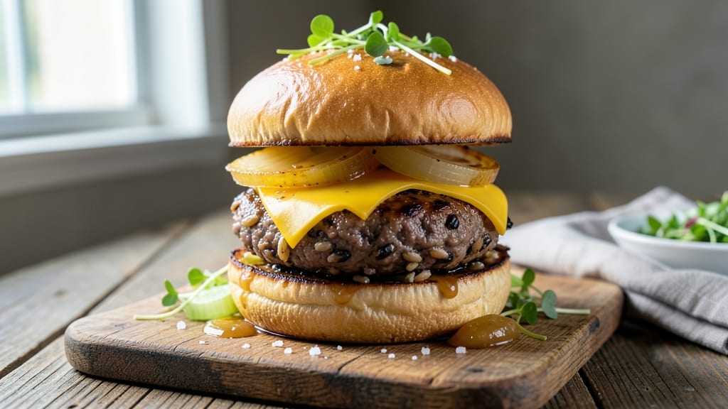 Brewhouse Wild Rice Burgers Recipe: Smoky Celery Crown Over Umami-Packed Patties