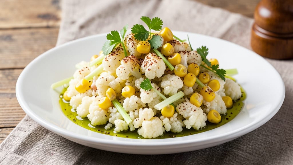 Cauliflower Rice and Corn Recipe: Toasted Celery Crunch With Savory Spice Harmony