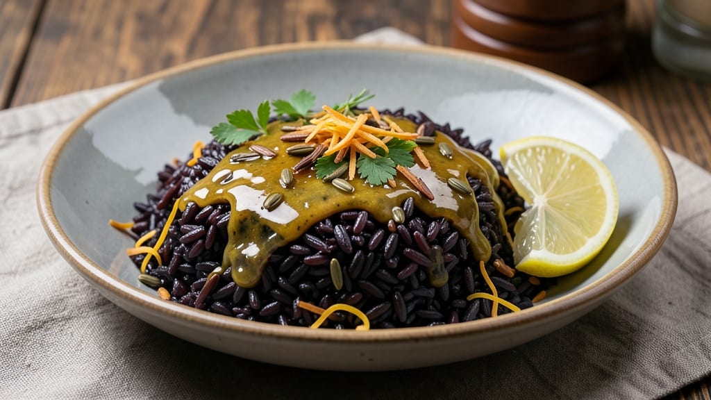 Black Rice Recipe Vegan: Vibrant Purple Grains With Toasted Celery Crunch