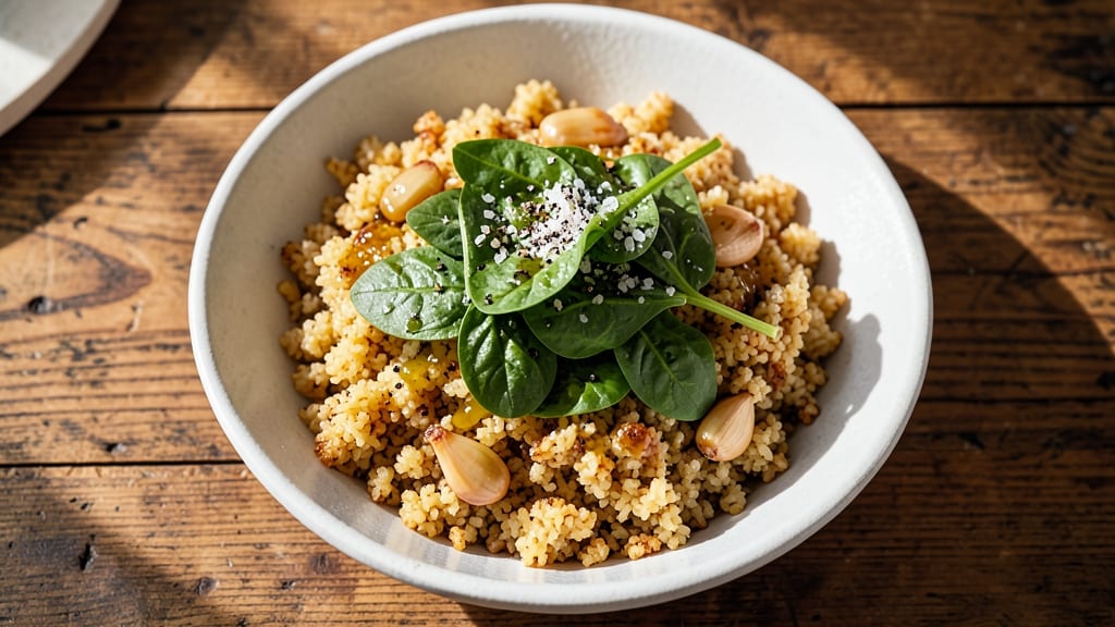 Brown Rice Keto Recipe: Crispy-Crusted Cauliflower Rice with Garlicky Greens