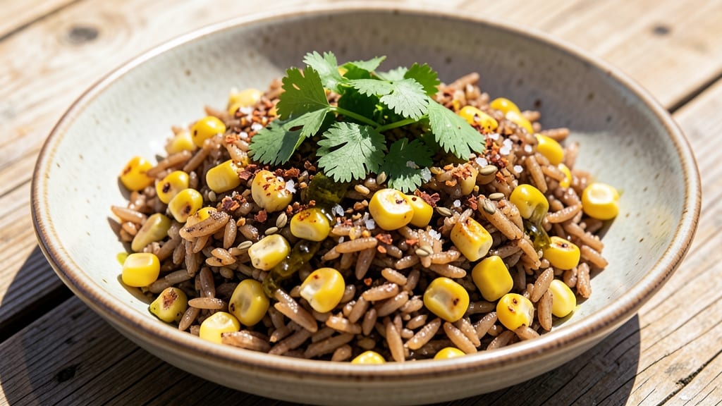 Brown Rice and Corn Recipe: Golden Grain Medley With Toasted Spice Depth