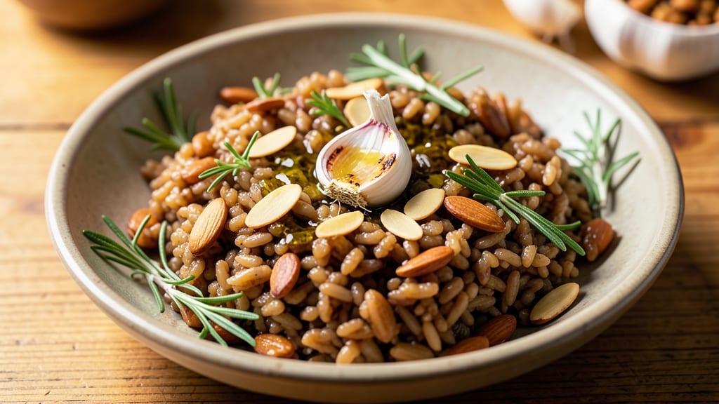 Brown Rice with Almonds Recipe: Toasted Nut Crunch and Savory Herbs