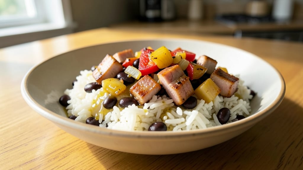 Black Beans, Ham, and Rice Recipe: Smoky Cumin and Bacon Crunch in One Pot