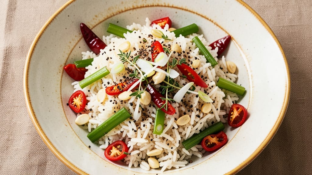 Caribbean Seasoned Rice Recipe: Toasted Celery Crunch Over Spiced Grains