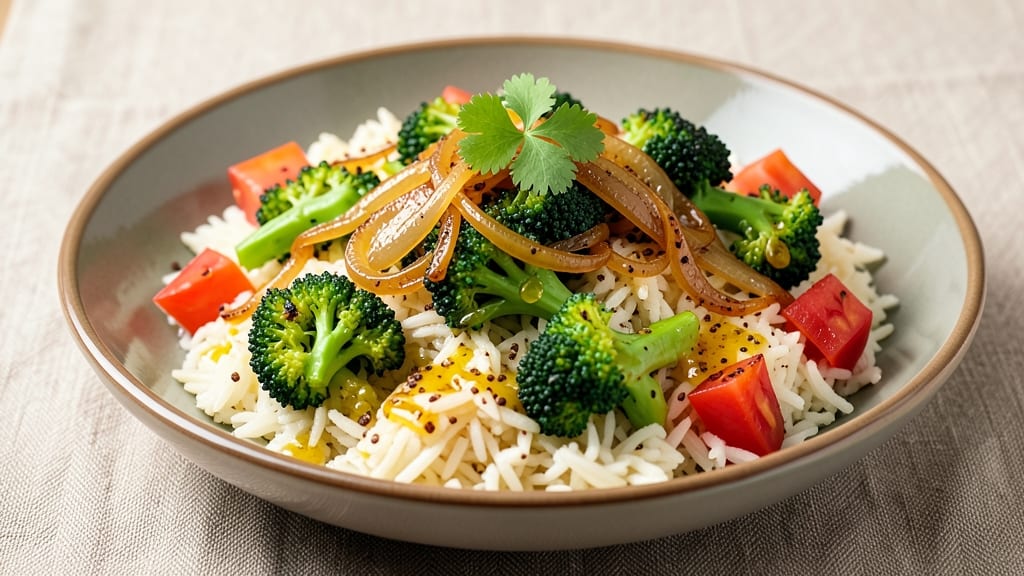 Broccoli Rice Recipe Indian Style: Turmeric-Infused Golden Grains With Crisp-Tender Broccoli