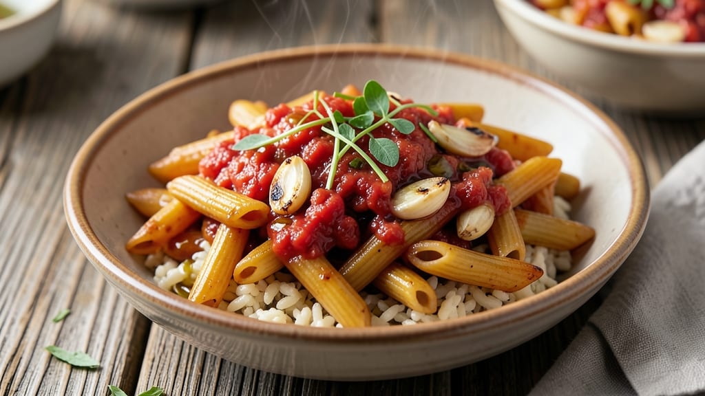 Brown Rice and Penne Pasta Recipe: One-Pot Savory Fusion With Toasted Celery Crunch