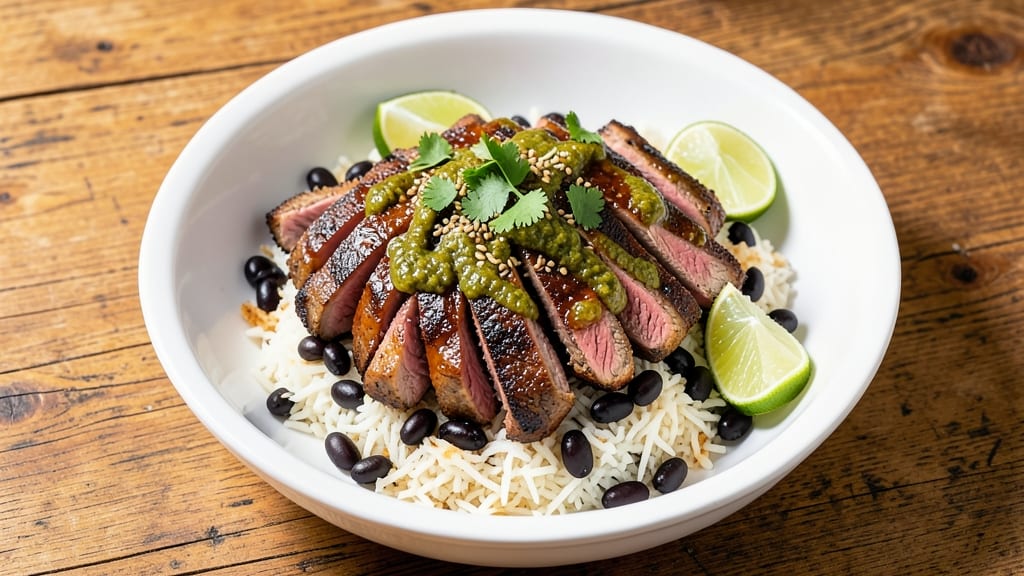 Carne Asada With Rice and Beans Recipe: Smoky Grilled Steak Meets Fluffy Cilantro-Lime Rice