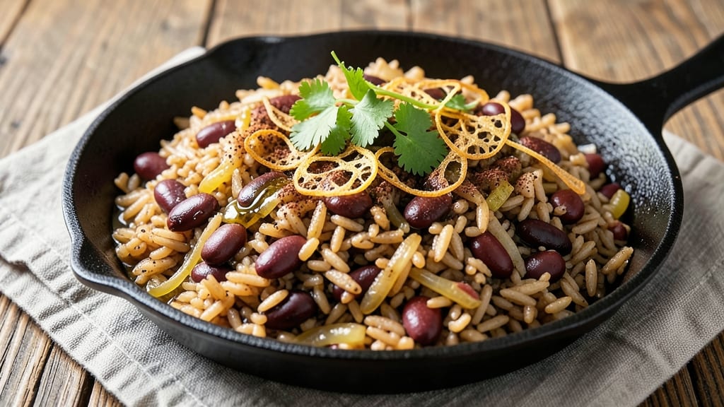 Brown Rice Skillet Recipe: Nutty-Grain Crunch With Smoky Black Bean Topping