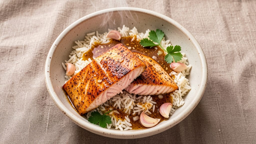 Cajun Salmon and Rice Recipe: Smoky Spice Crust Over Fluffy Jasmine Grains