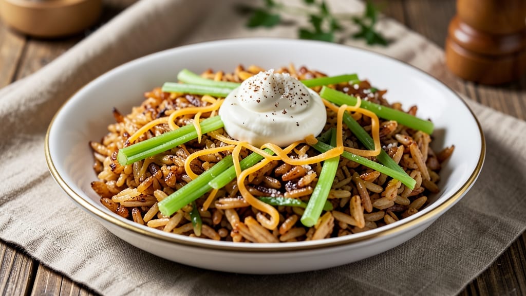 Bulletproof Rice Recipe: Crispy Celery Crown Over Creamy Shredded Cheese