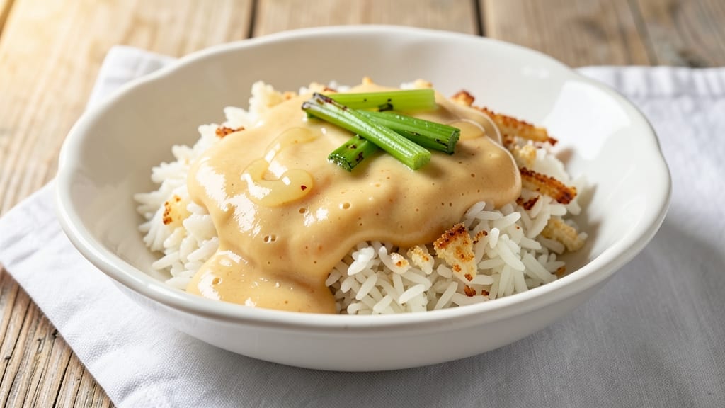 Cheesy Rice Recipe with Velveeta: Crispy Celery Crown Over Melty Cheese Clouds