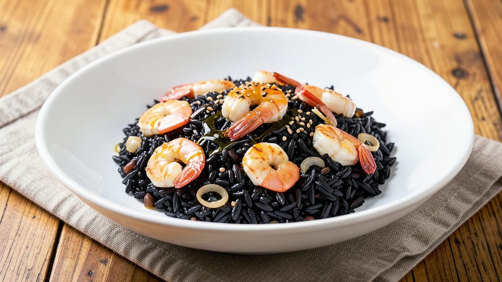 Black Rice Seafood Recipe: Deep Purple Grains with Buttery Shrimp