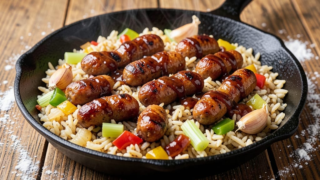 Cajun Sausage Dirty Rice Recipe: Smoky Celery Crown Over Spiced Grains