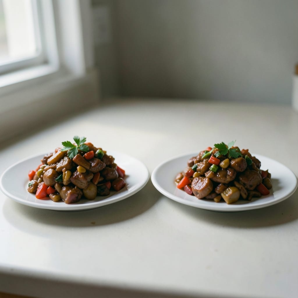 Two versions of the same dish, side by side