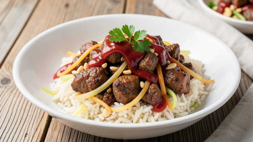 Bullet Rice Recipe: Crispy Celery Crown Over Smoky Tomato Gravy