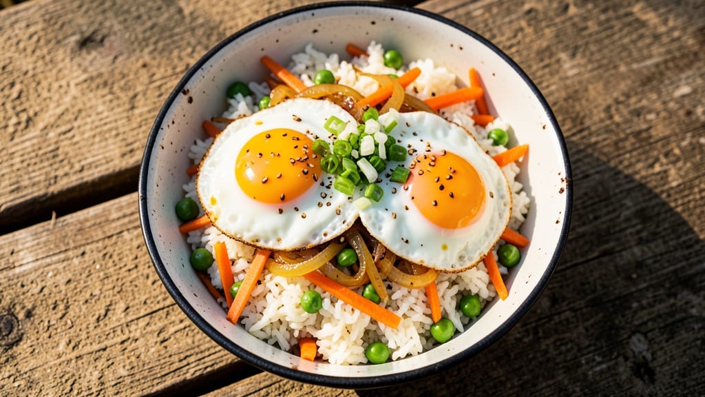Camping Fried Rice Recipe: One-Pan Crispy Veggies and Eggs Over Fluffy Grains