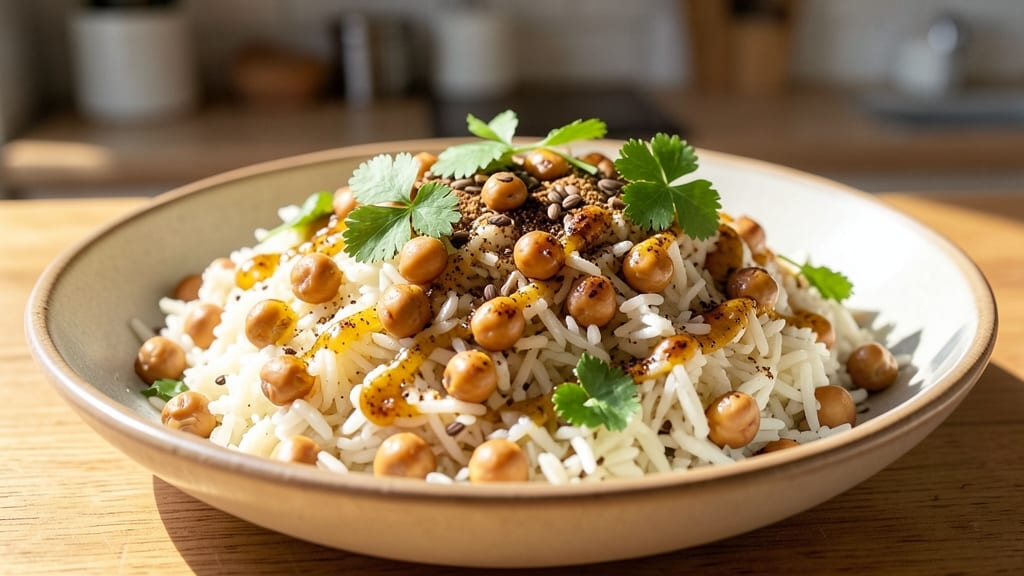 Chick Peas and Rice Recipe: Turmeric-Infused Golden Grain Bowl