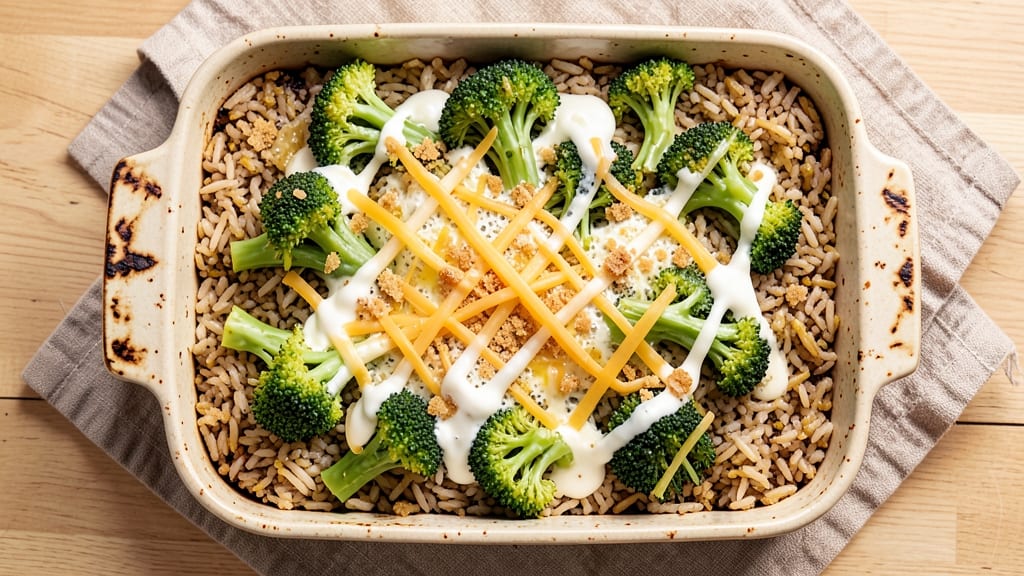 Broccoli Rice Casserole Healthy Recipe: Crispy Top, Lightened-Up Comfort