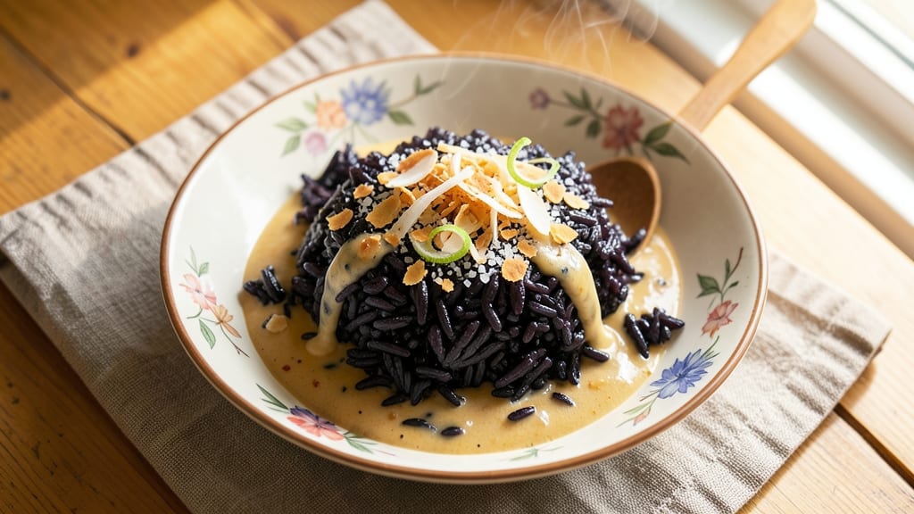 Black Sticky Rice With Coconut Milk Recipe: Fragrant Jasmine Grains and Toasted Coconut Cream