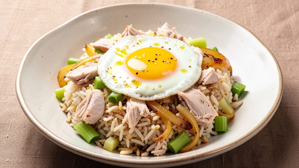 Canned Tuna Fried Rice Recipe: Eggy Richness and Crispy Celery Bites