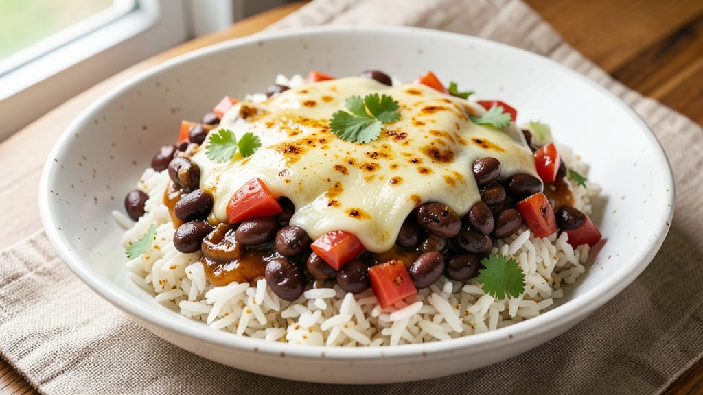 Cheesy Black Beans and Rice Recipe: One-Pot Fiesta With Melty Cheese Layers