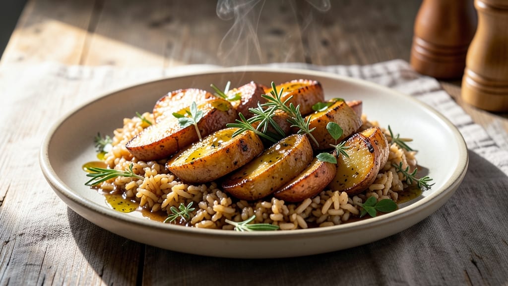 Brown Rice and Potatoes Recipe: Crispy-Topped One-Pan Harmony