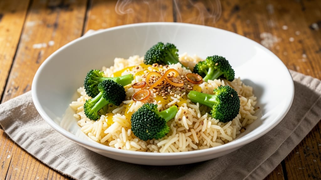 Broccoli and Rice Recipe No Cheese: Crisp-Topped Veggie Power Bowl