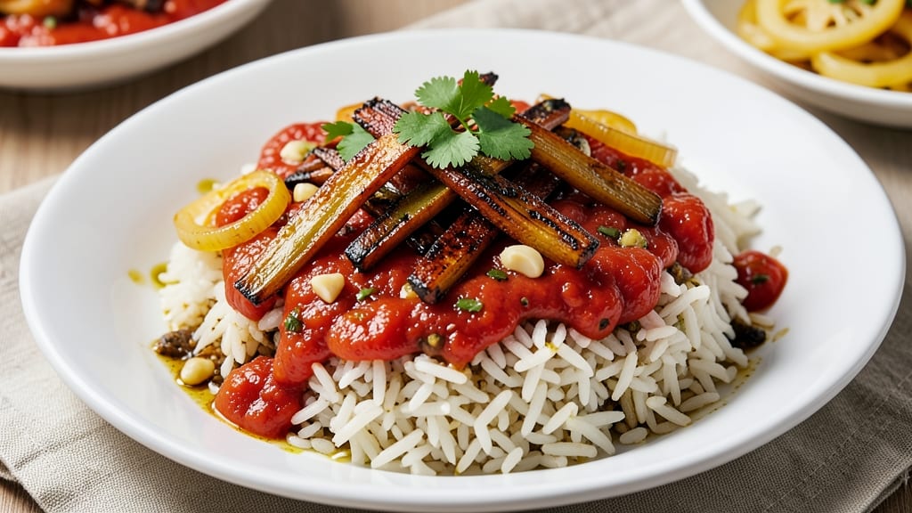 Caribbean Spanish Rice Recipe: Toasted Celery Crunch Over Savory Tomato Gravy